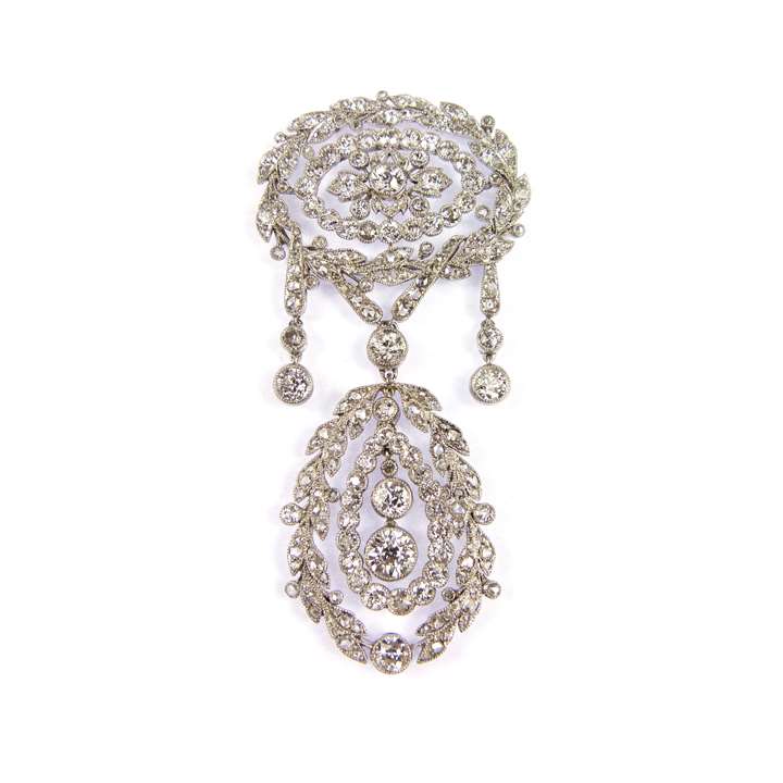 Early 20th century diamond garland brooch-pendant necklace possibly by Cartier, c.1910,